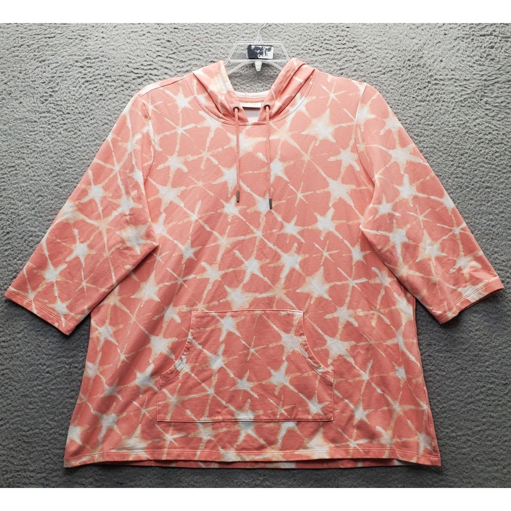 D&Co. Active Hoodie Womens 1X Multi Starburst Tie Dye Kangaroo Pockets Pullover